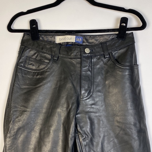 Vintage 90s GAP Genuine Leather Straight Leg Jeans Style Pants! Size 2 - Picture 2 of 5